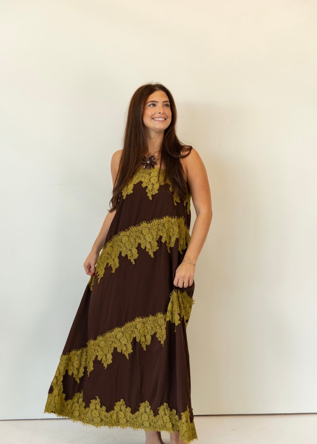 Gianna Lace Trim Maxi Dress