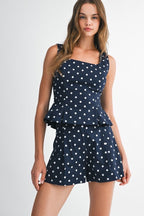 Polka Dot Peplum Short Set