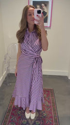 Anika Striped Tie Waist Midi Dress