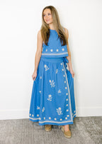 Liora Embroidered Midi Skirt Set