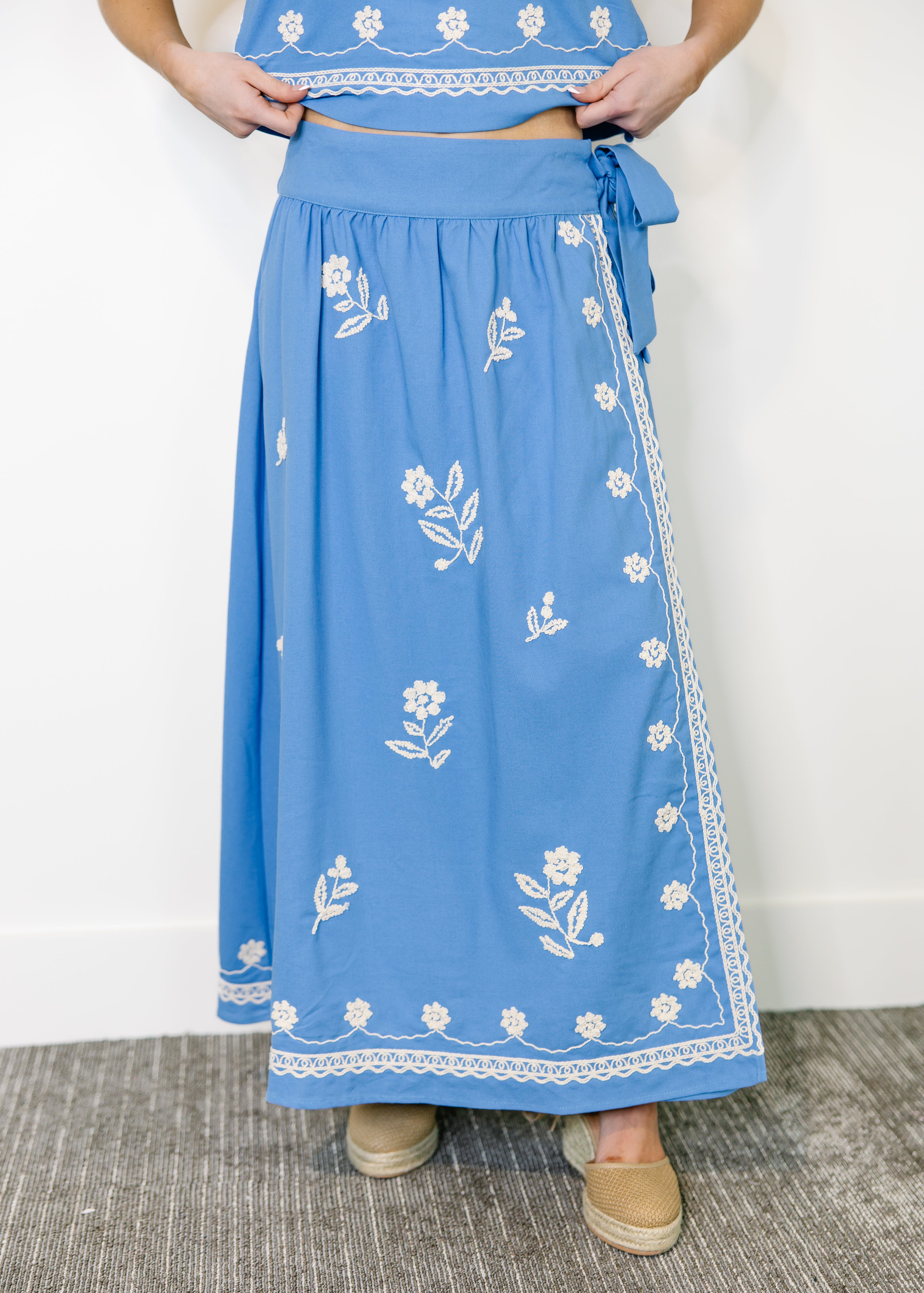 Liora Embroidered Midi Skirt Set