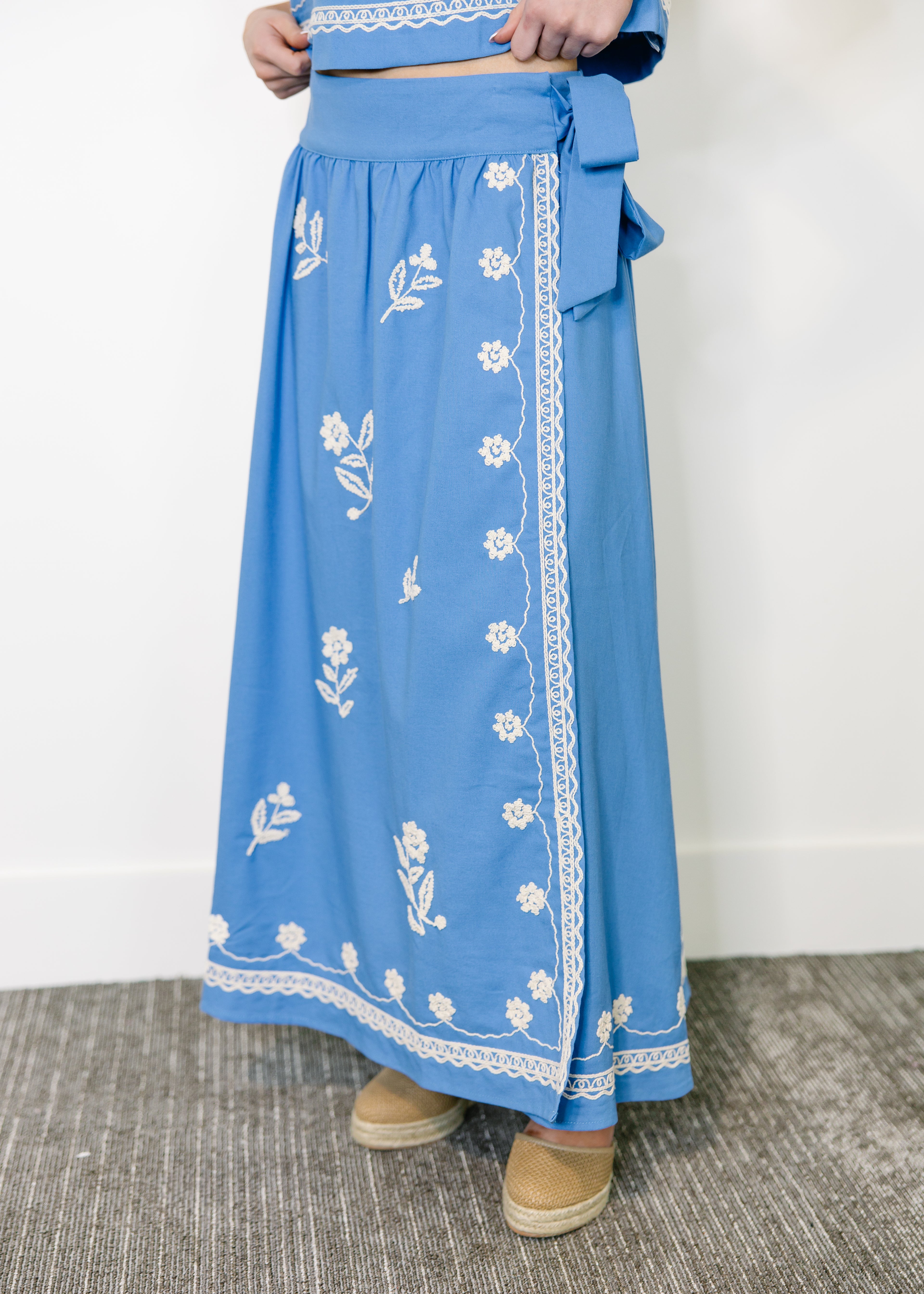 Liora Embroidered Midi Skirt Set