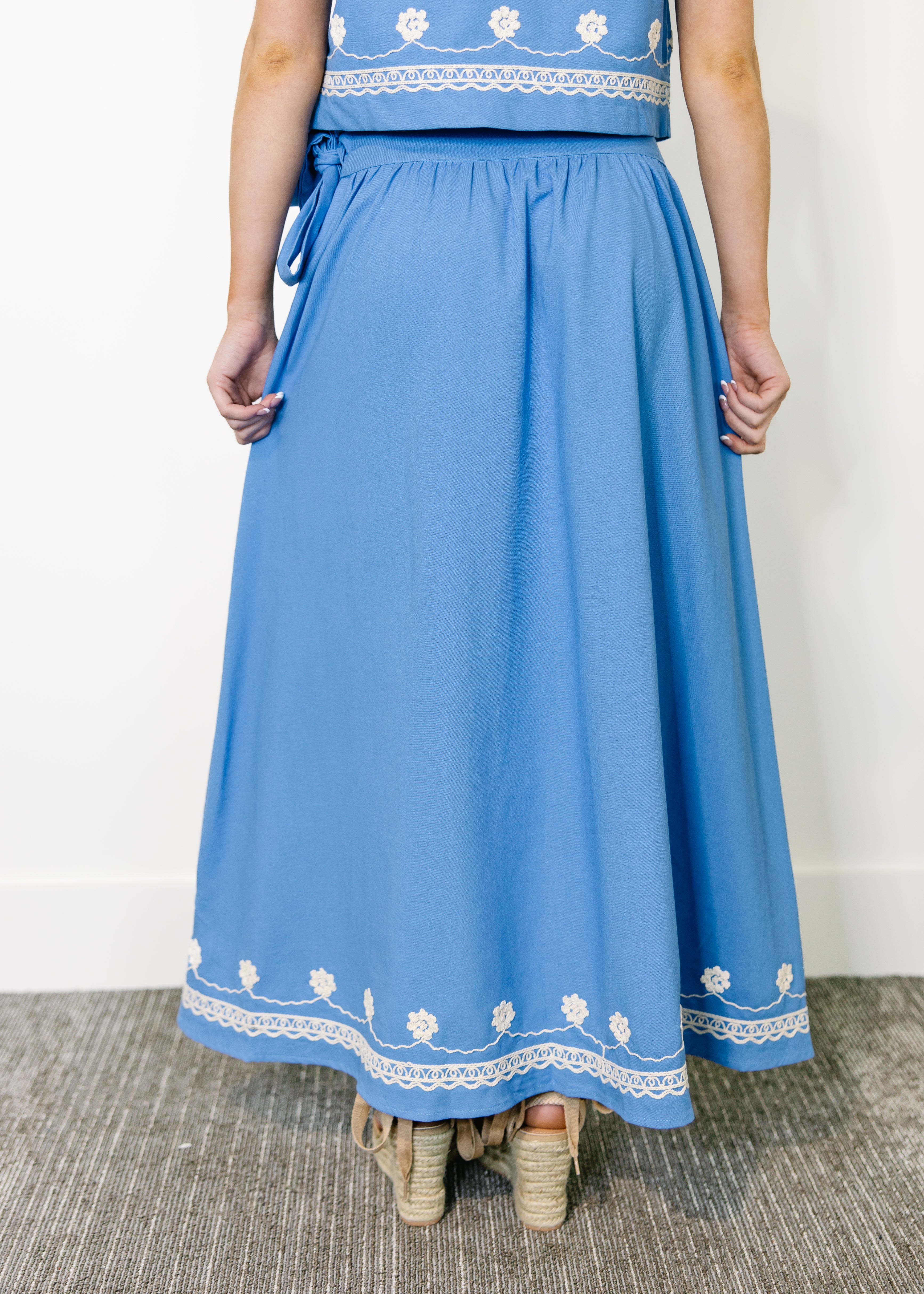 Liora Embroidered Midi Skirt Set