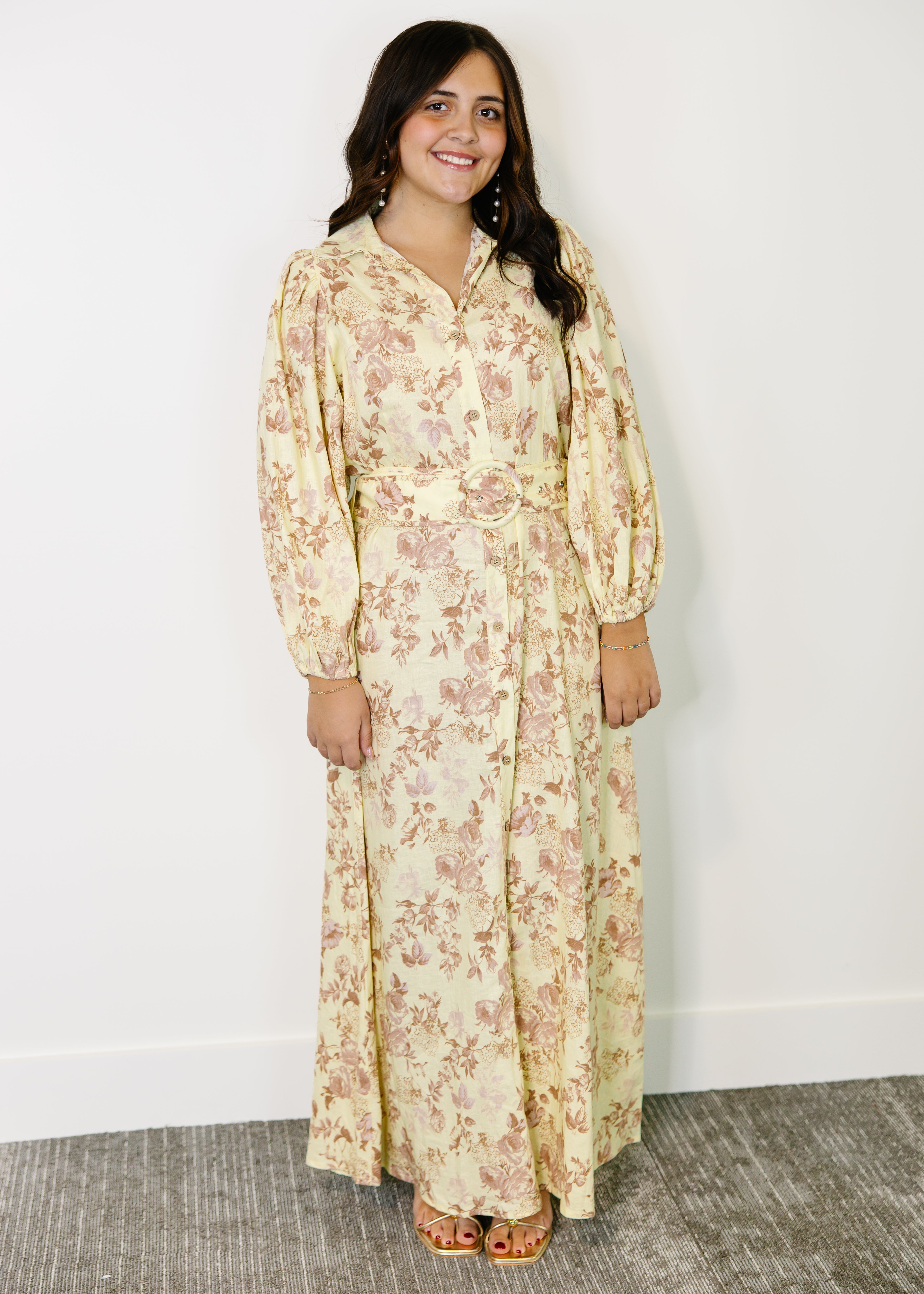 Carolyn Floral Belted Maxi Dress