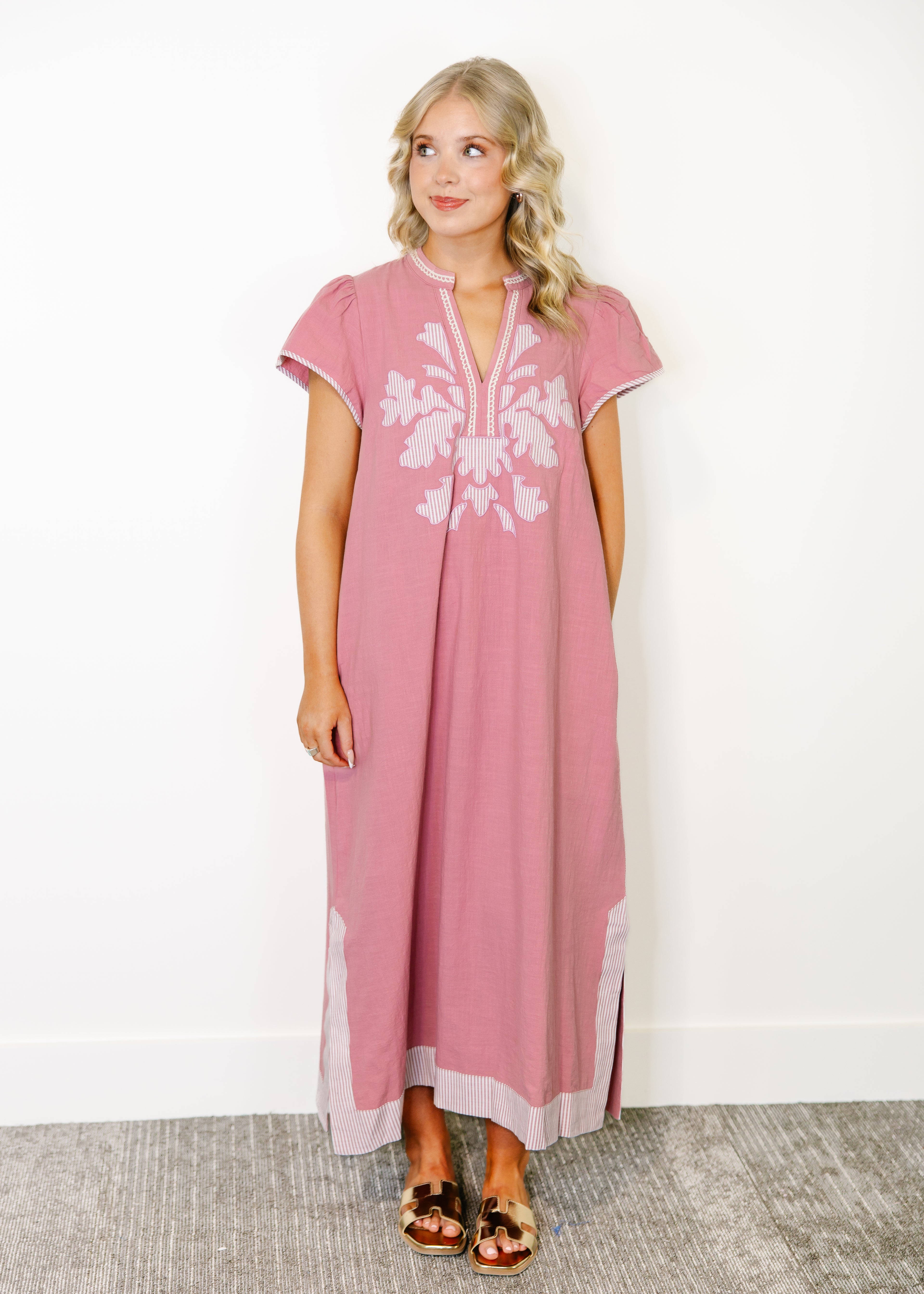 pink dress company Casual Charm Pink Pastel Floral Dress Large