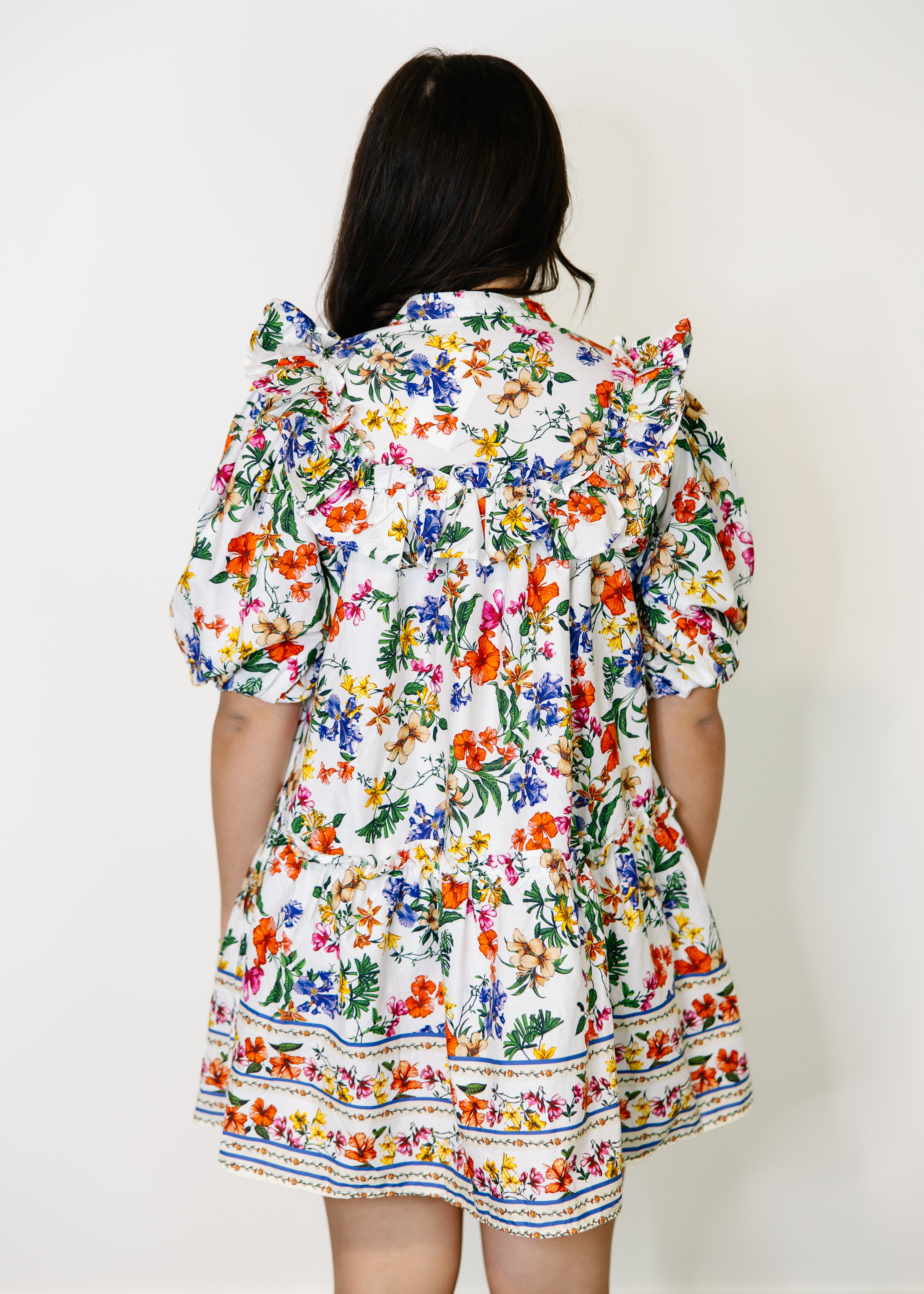 Elyse Floral Ruffle Yoke Mini Dress