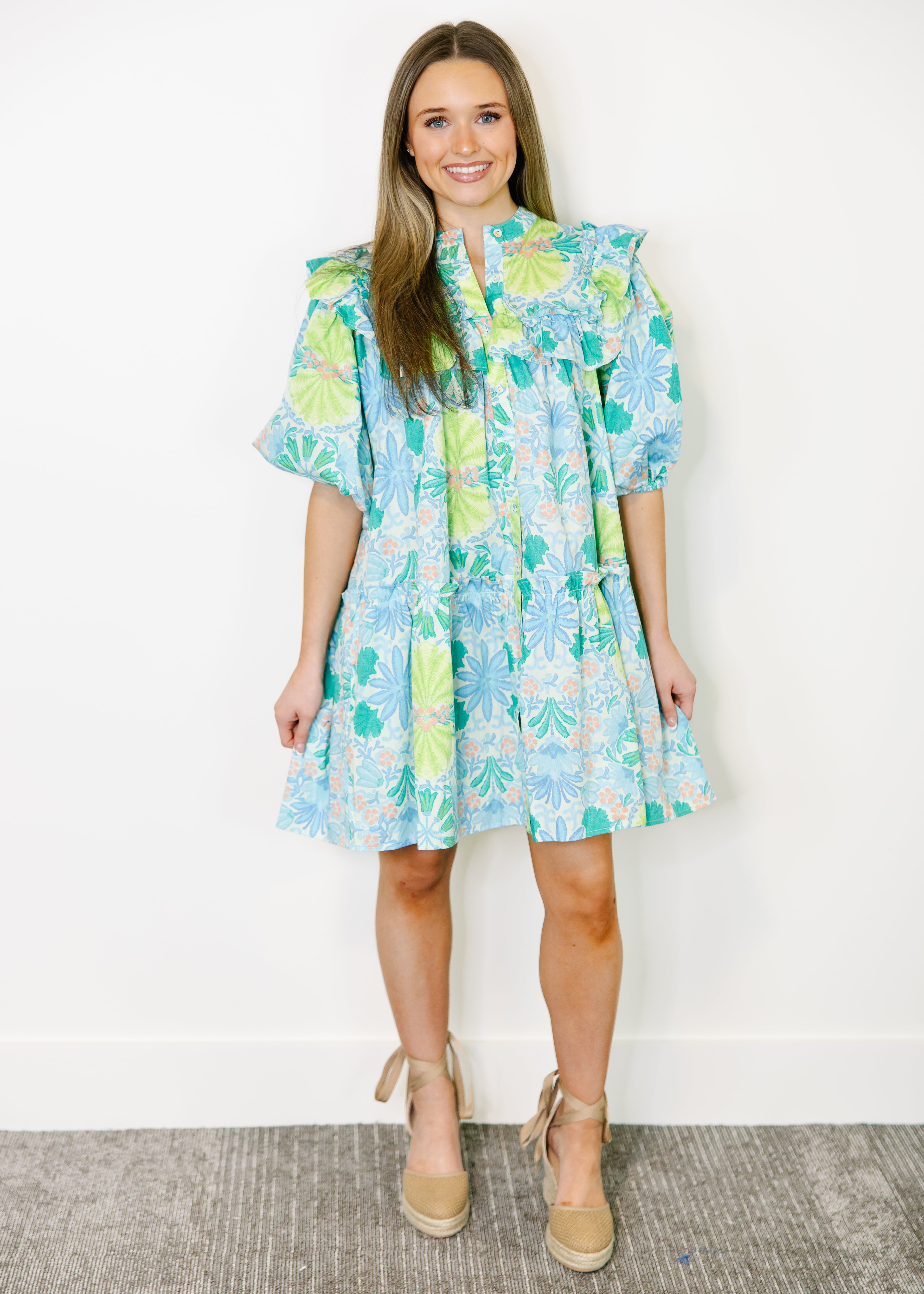 Lilah Floral Ruffle Shoulder Dress