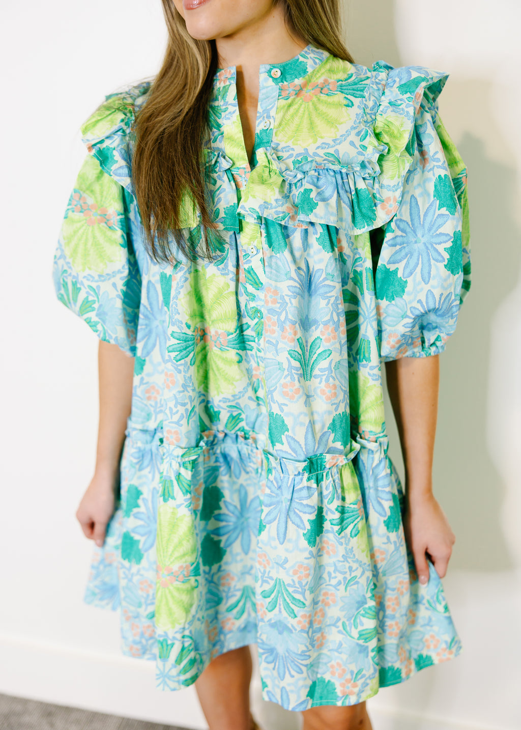 Lilah Floral Ruffle Shoulder Dress