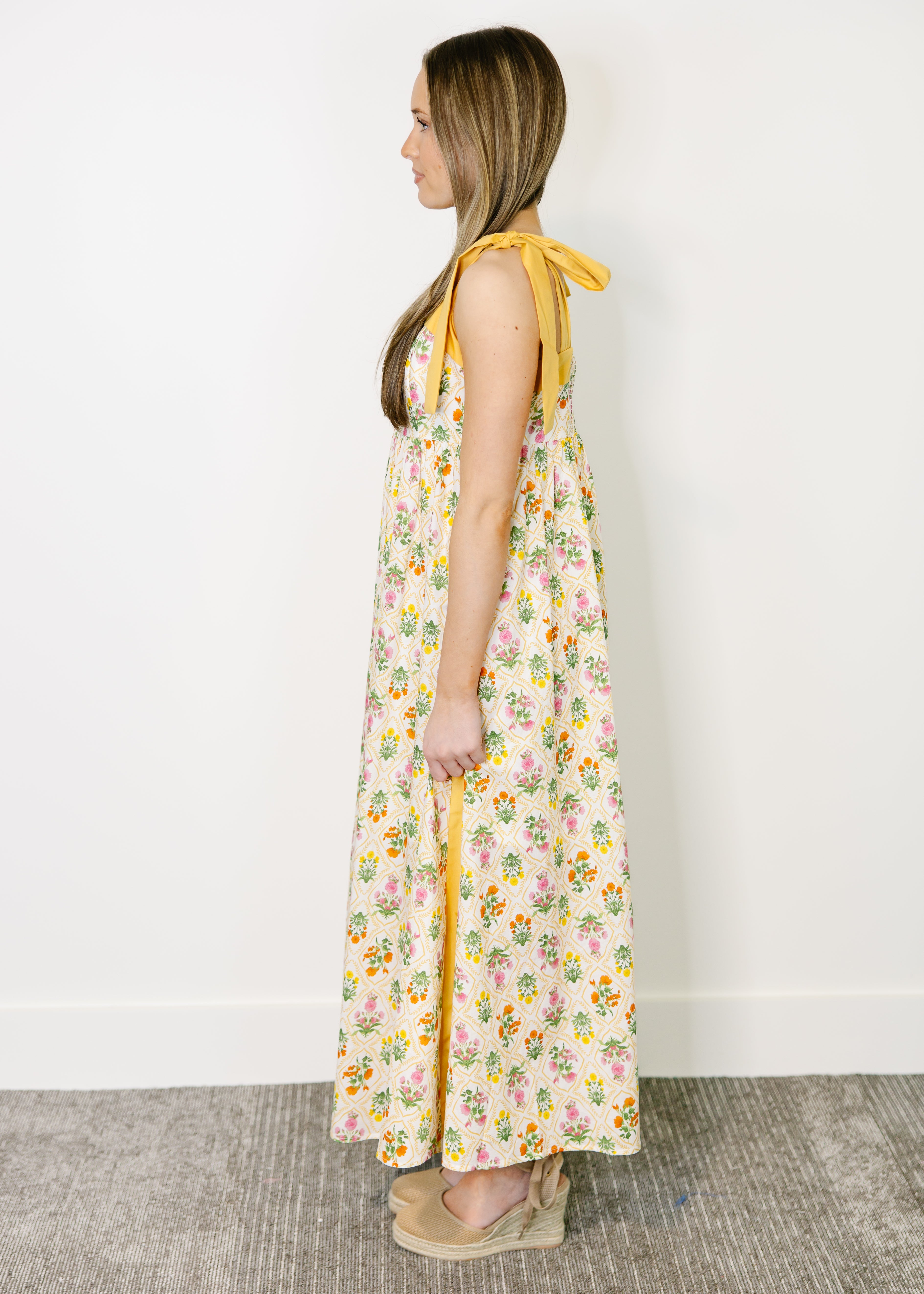 Delphine Meadow Sleeveless Midi Dress