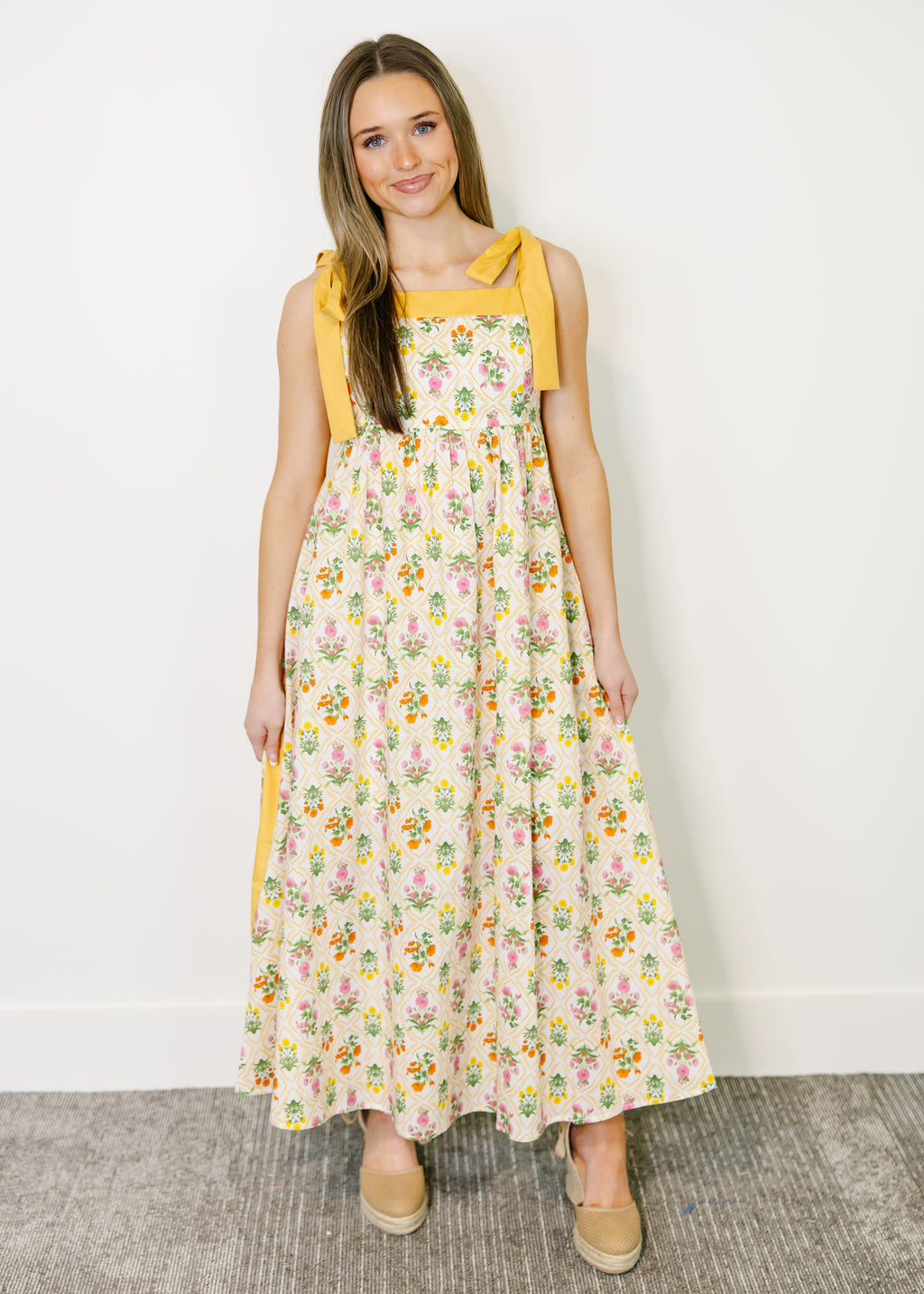 Delphine Meadow Sleeveless Midi Dress