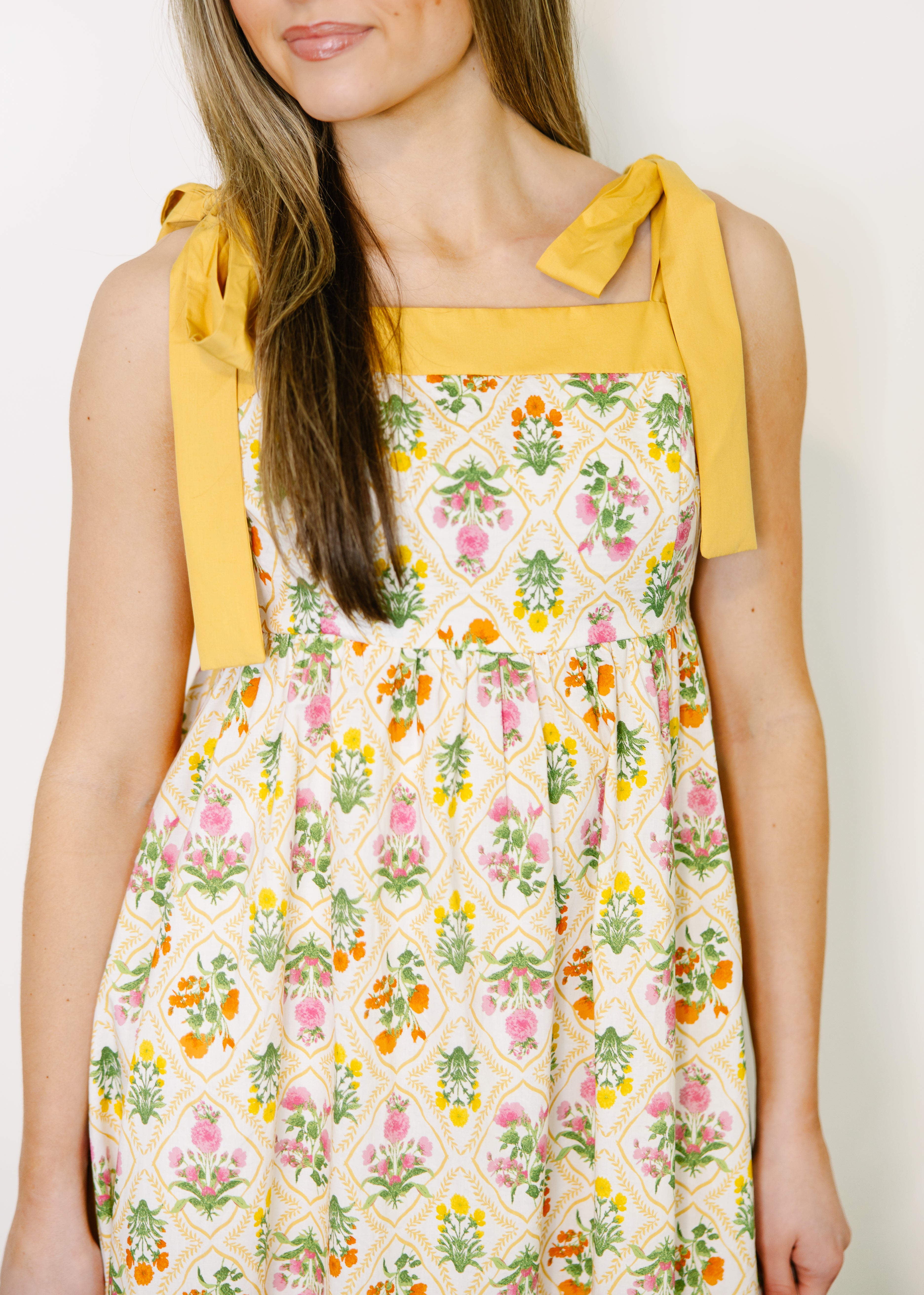 Delphine Meadow Sleeveless Midi Dress