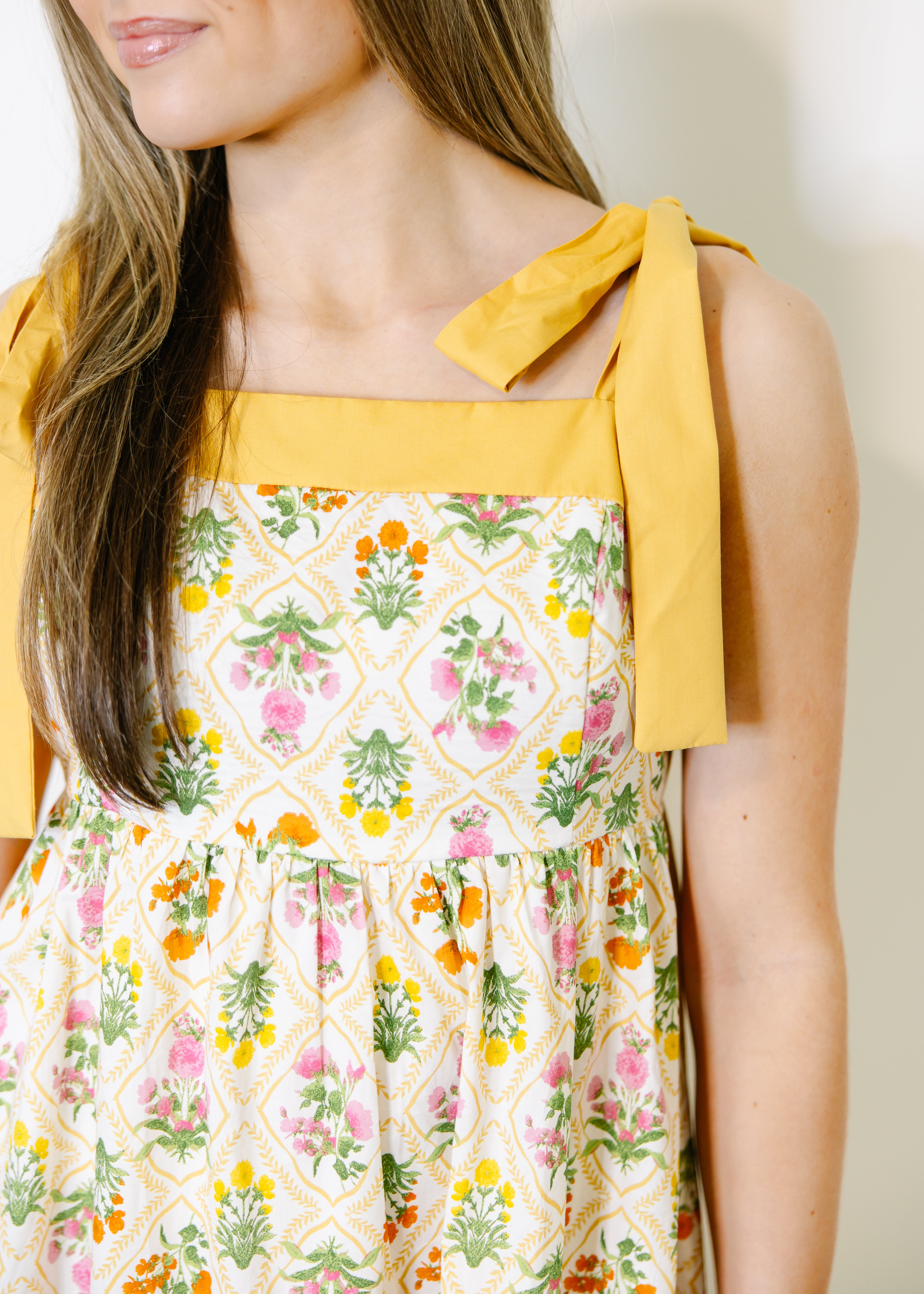 Delphine Meadow Sleeveless Midi Dress