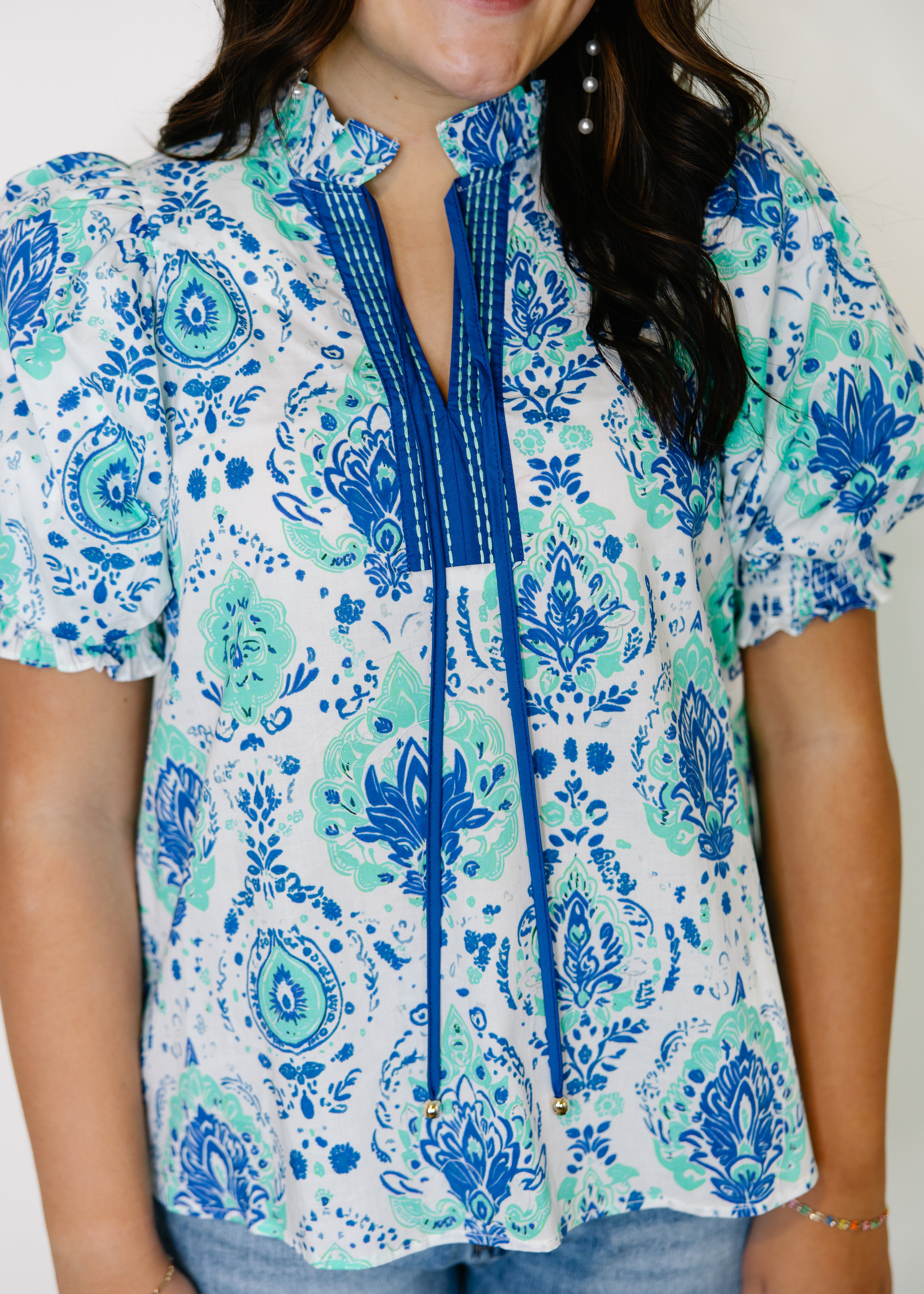 Lauren Printed Puff Sleeve Blouse