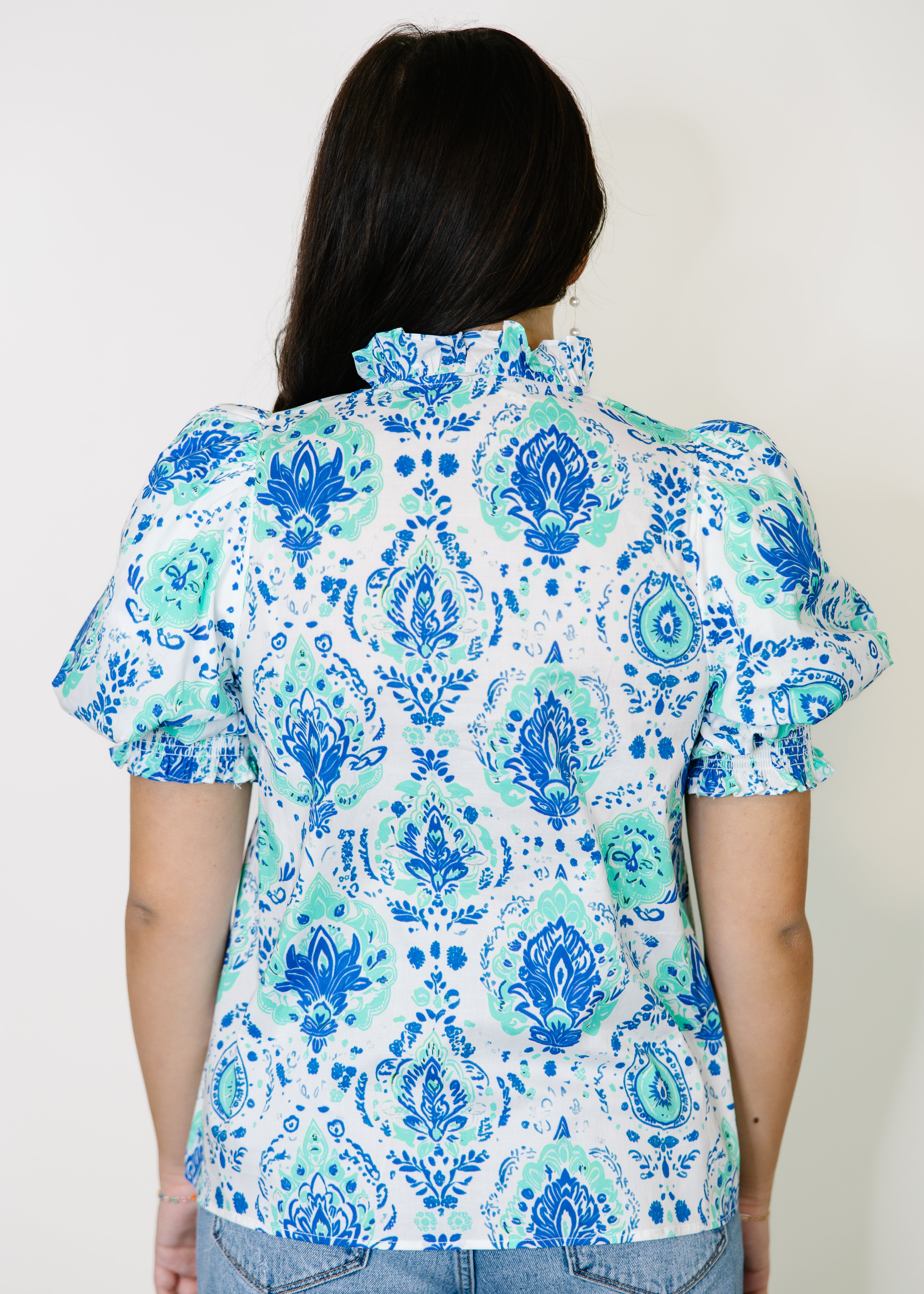 Lauren Printed Puff Sleeve Blouse