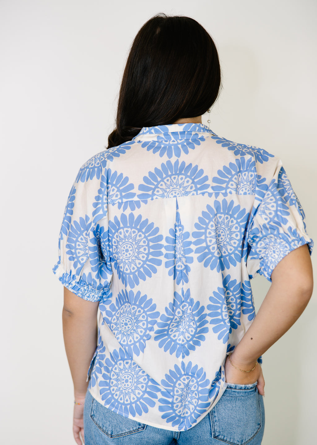 Sorella Medallion Split-Neck Top