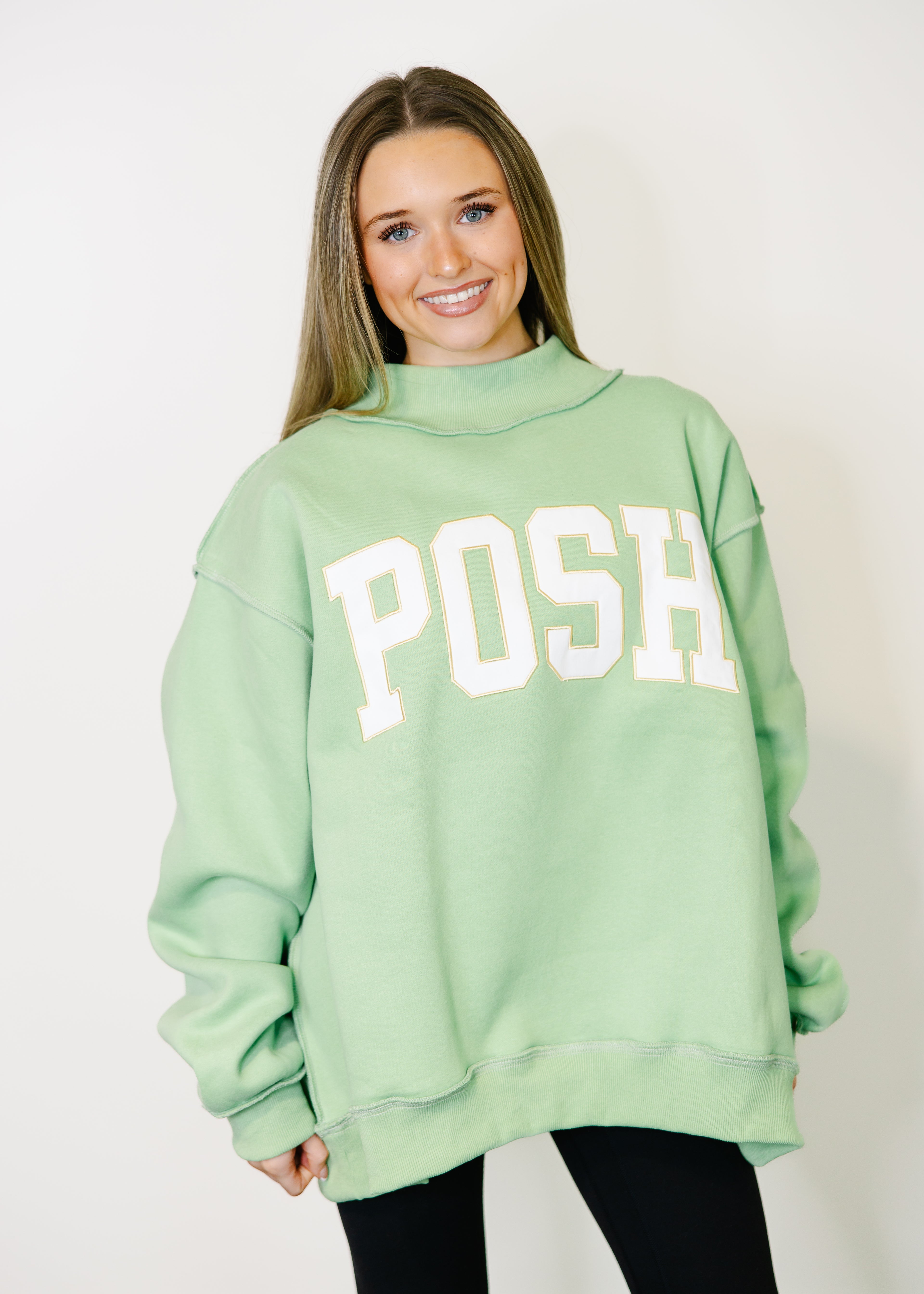 Posh Embroidered Mock Neck Sweatshirt