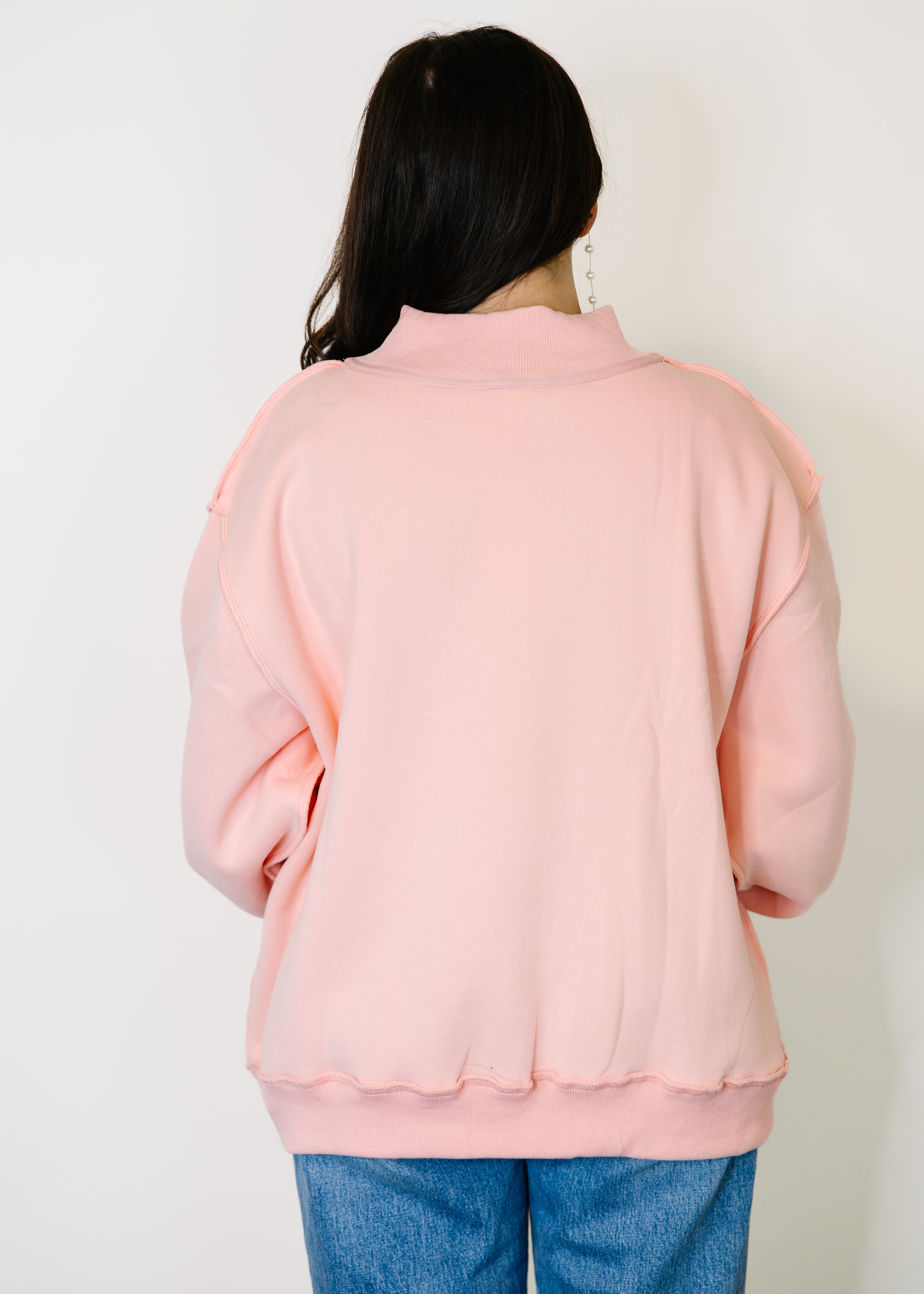 Pray Embroidered Mock Neck Sweatshirt