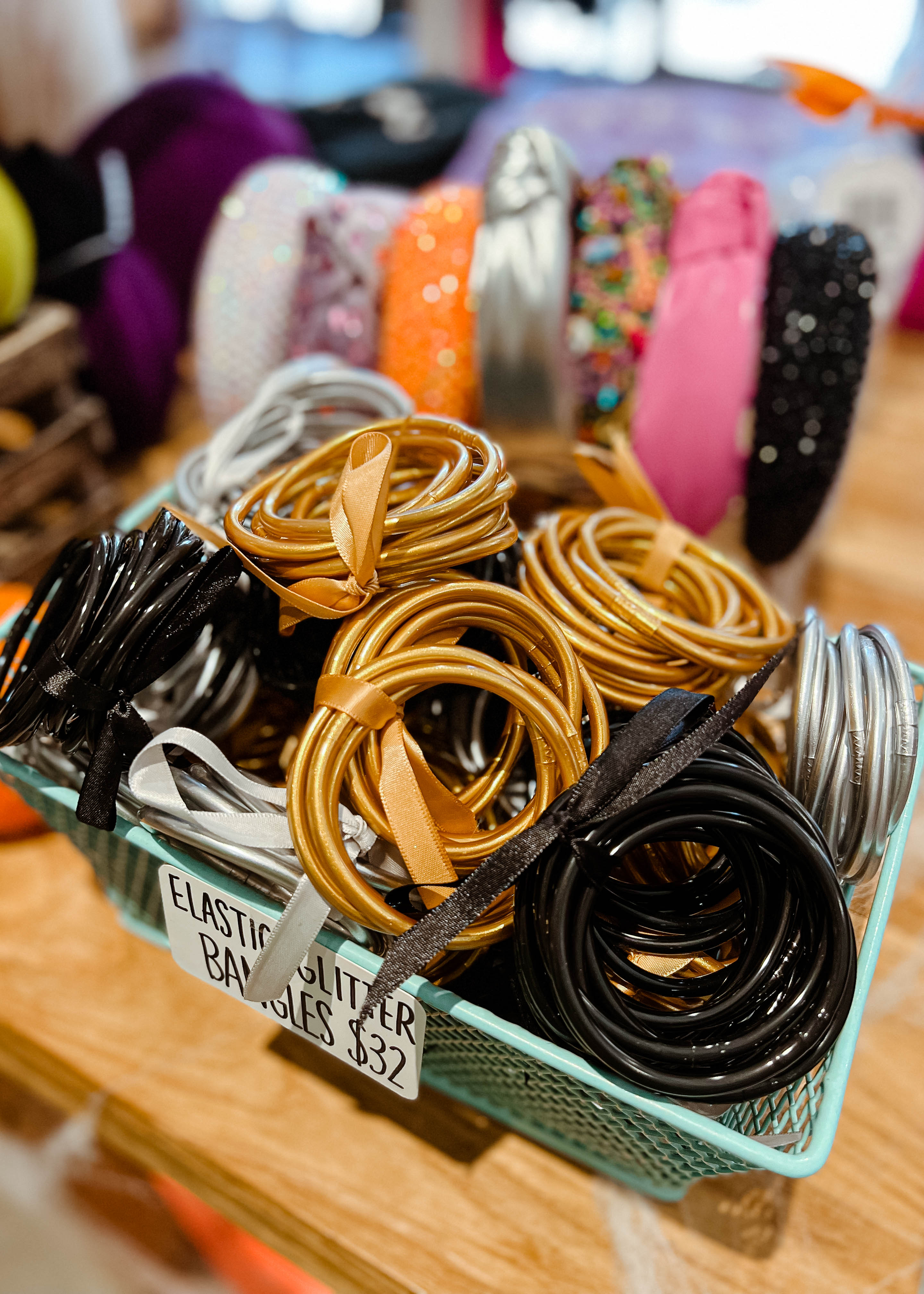 Set of 9 Elastic Glitter Bangle