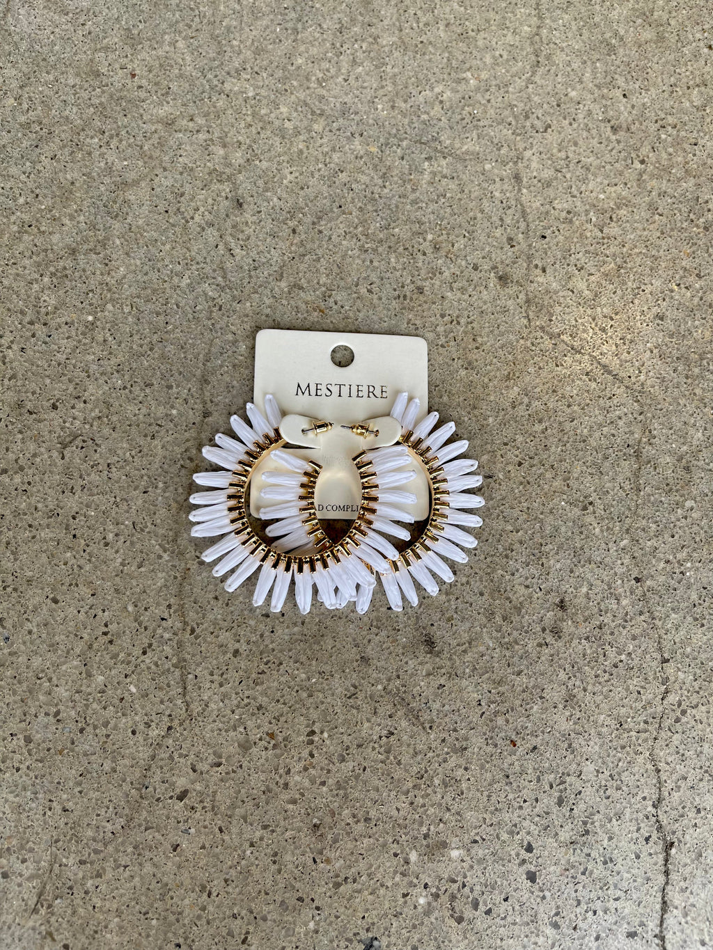 White Raffia Hoop Earring