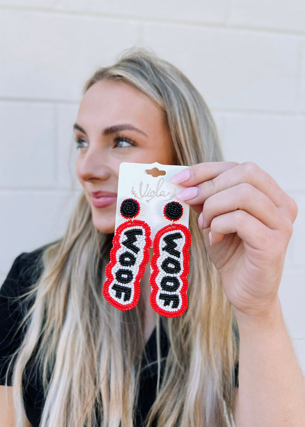 WOOF Leather Bead Earrings