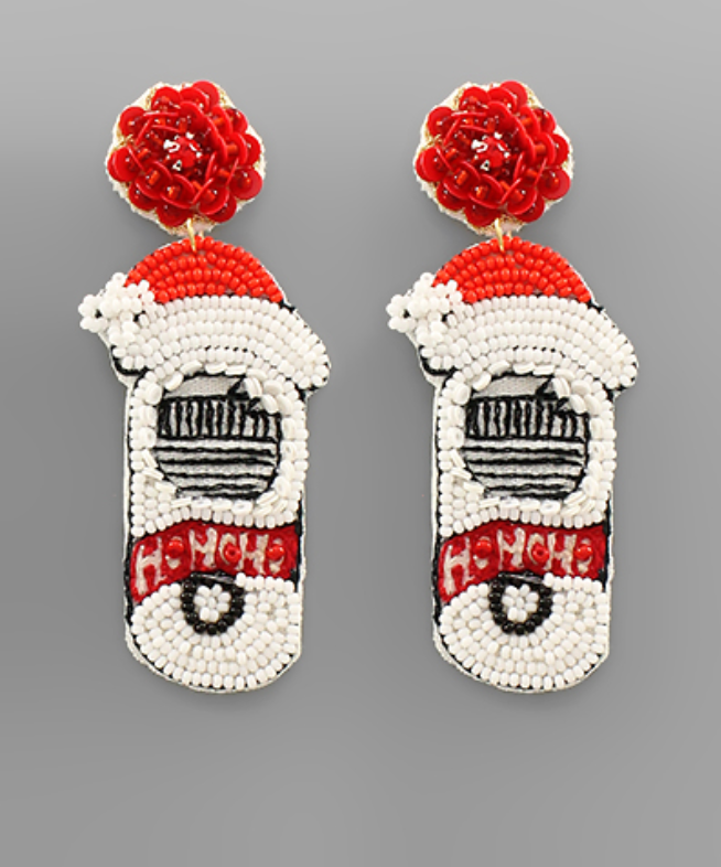 Beaded Santa Seltzer Earrings