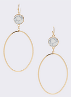 Stone Oval Dangle Earring