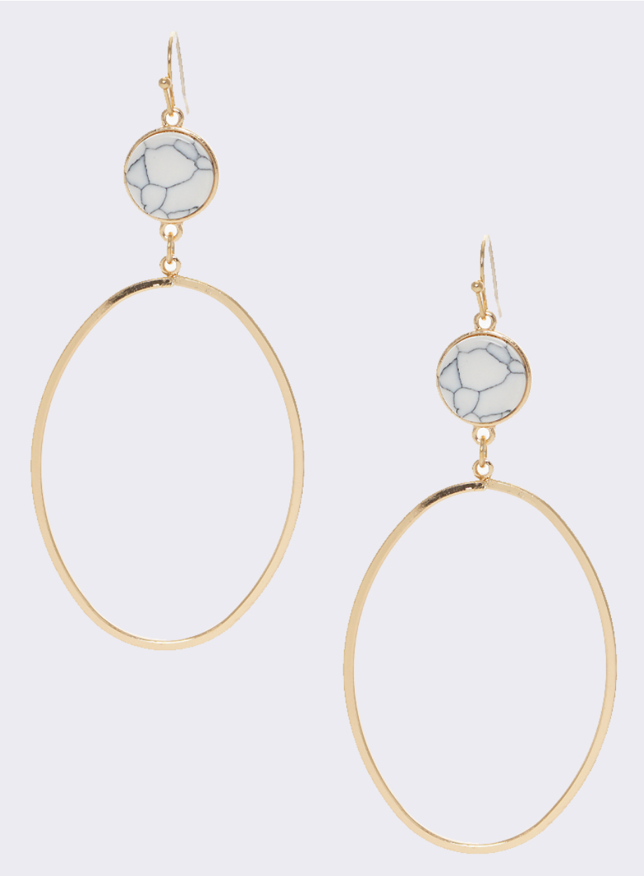 Stone Oval Dangle Earring