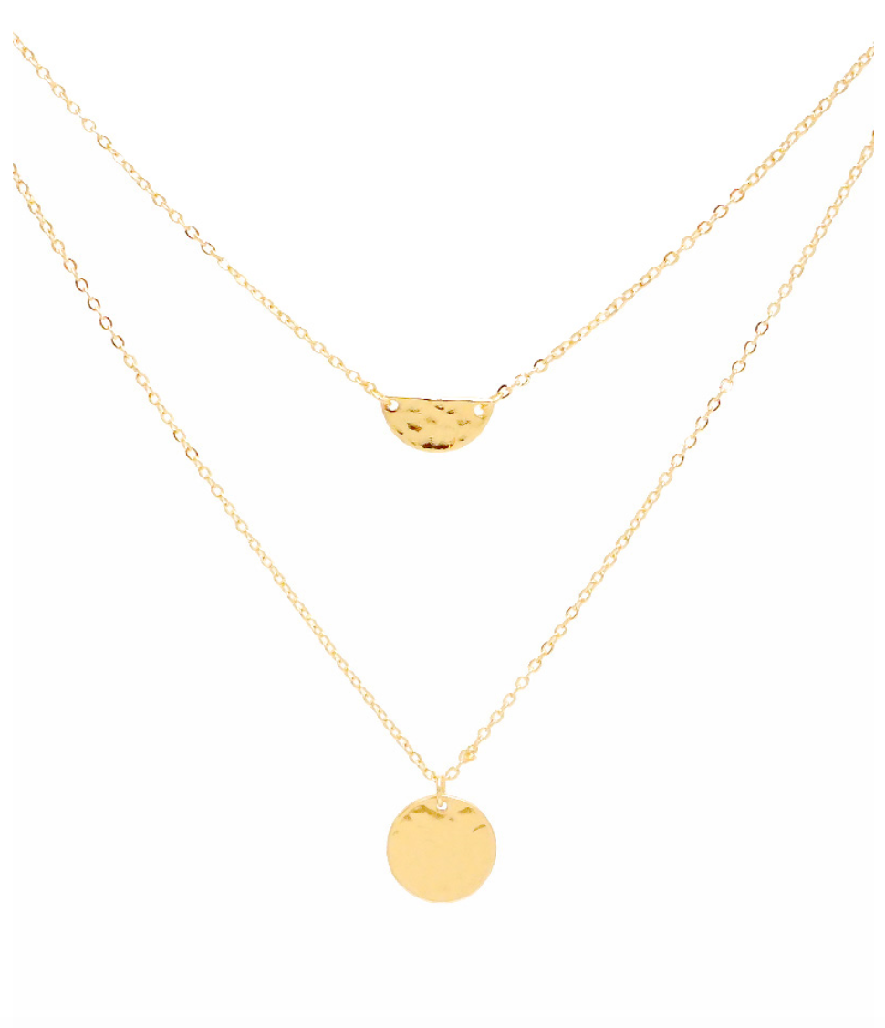 Hammered Metal Pendant Necklace