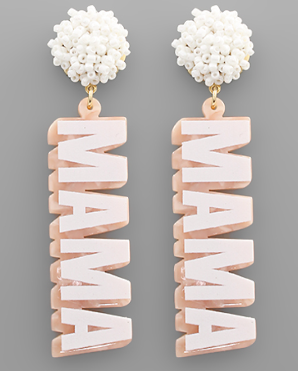 MAMA & Bead Pom Earring