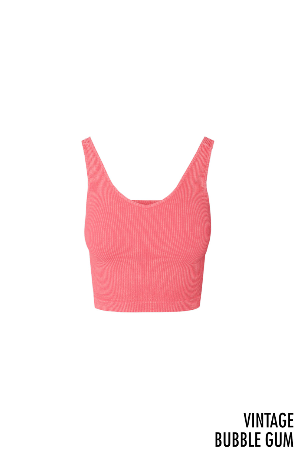 Women's Seamless Ribbed V Neck Crop Top - Bubble Gum