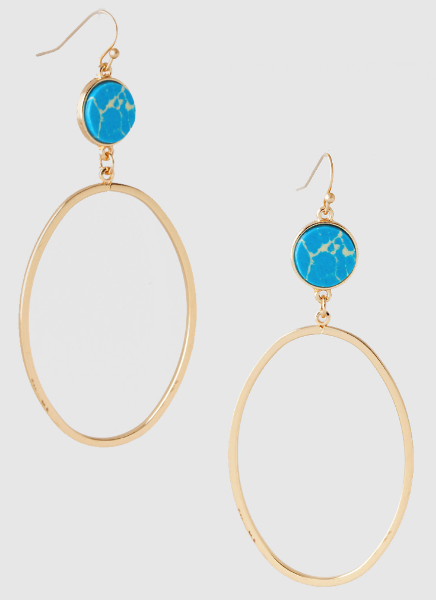 Stone Oval Dangle Earring
