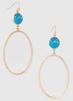 Stone Oval Dangle Earring