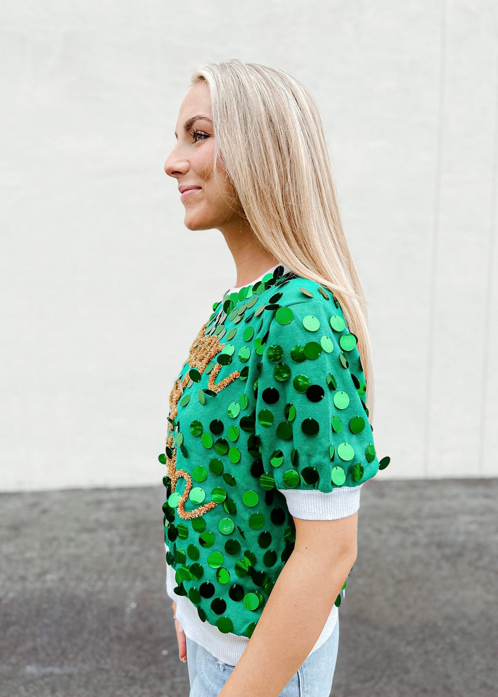 Queen Of Green Paillette Sweater