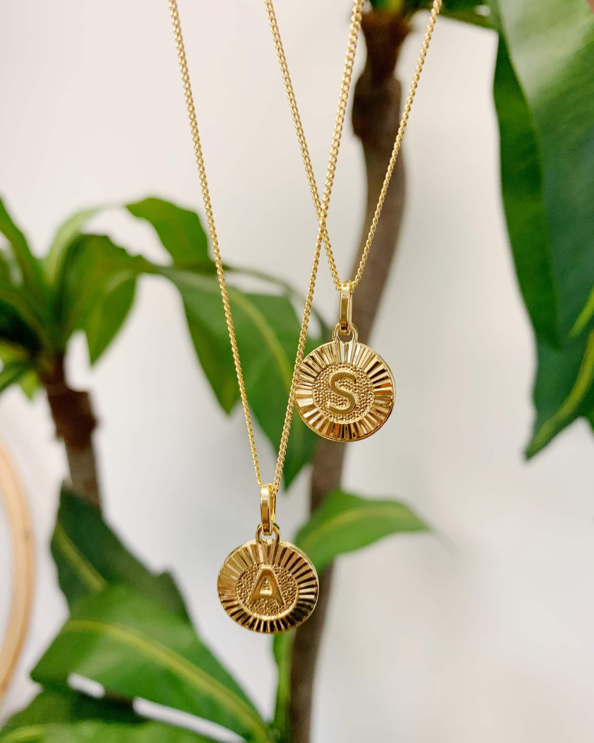 Round Initial Medallion Necklace - Bracha